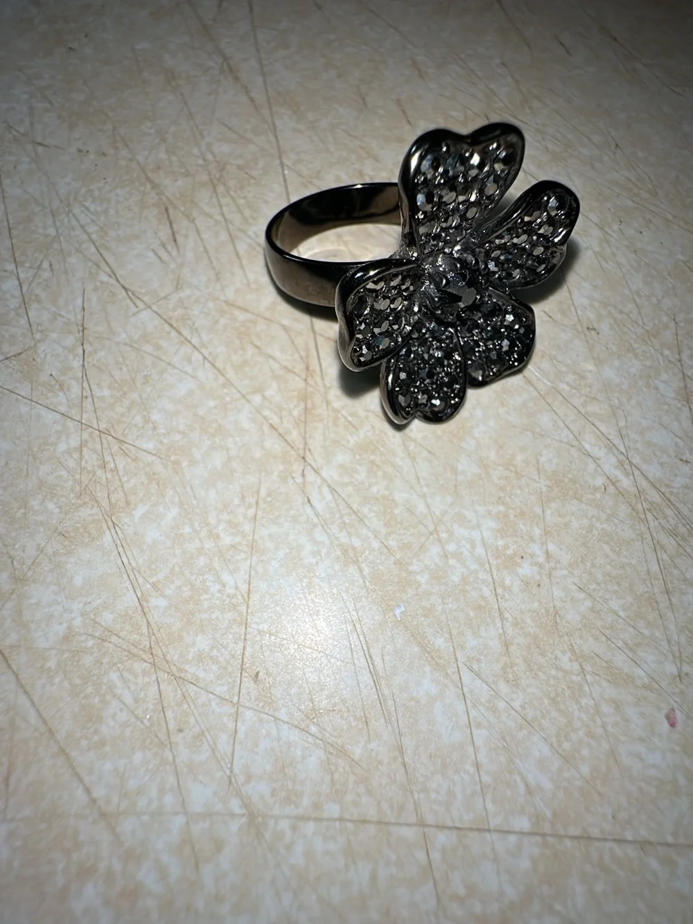 Sparkling Chocolate Flower Glittery Ring  with crystals .Women's Fashion Jewelry